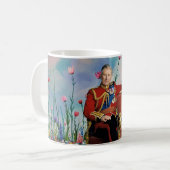 King Charles III mit Spring Garden Hintergrund Kaffeetasse (Vorderseite Links)
