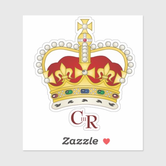 King Charles III Monogram & Crown Vinyl Sticker (Blatt)
