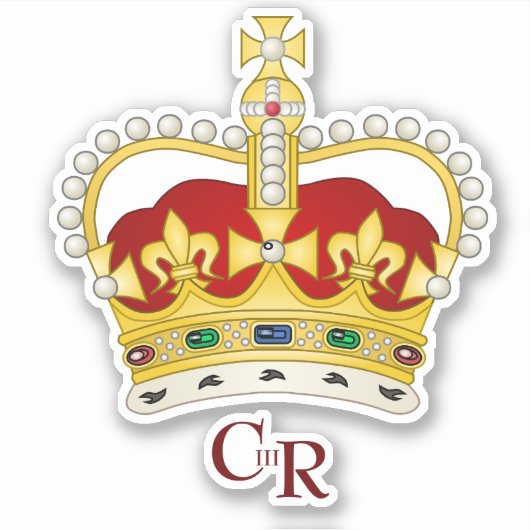 King Charles III Monogram & Crown Vinyl Sticker (Vorderseite)
