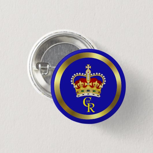 King Charles III Monogram und Crown 3 Cm Round Button (Vorne & Hinten)