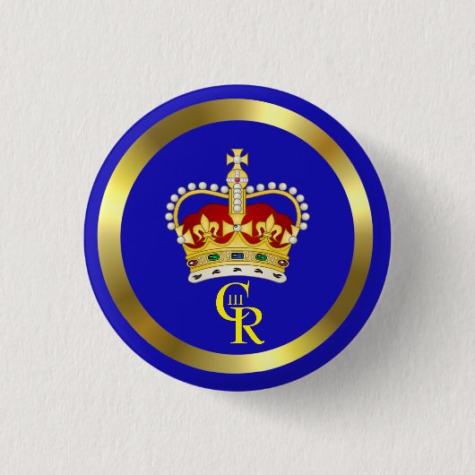 King Charles III Monogram und Crown 3 Cm Round Button (Vorderseite)