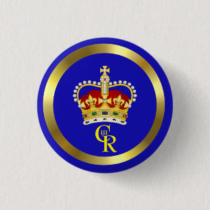 King Charles III Monogram und Crown 3 Cm Round Button