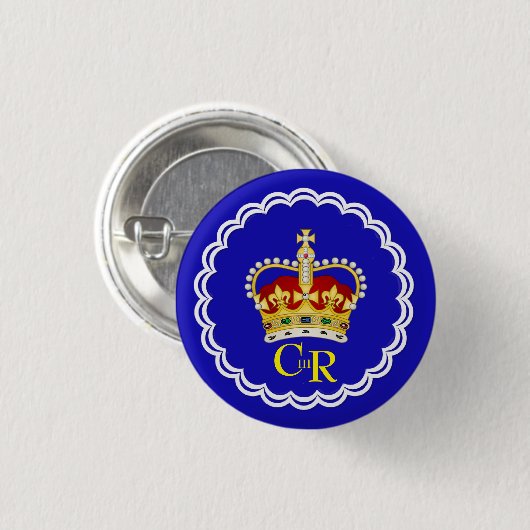 King Charles III Monogram und Crown Button (Vorne & Hinten)