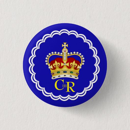 King Charles III Monogram und Crown Button (Vorderseite)