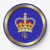 King Charles III Monogram und Crown Paper Plate Pappteller (Vorderseite)