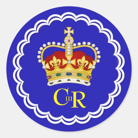 King Charles III Monogram und Crown Runder Aufkleber (Vorderseite)