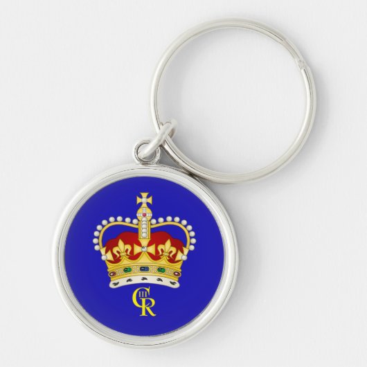 King Charles III Monogramm und Kronen-Schlüsselrin Schlüsselanhänger (Vorne)