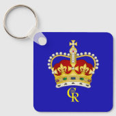 King Charles III Monogramm und Kronen-Schlüsselrin Schlüsselanhänger (Vorderseite)