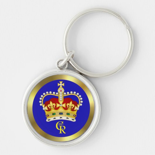 King Charles III Monogramm und Kronen-Schlüsselrin Schlüsselanhänger (Vorne)