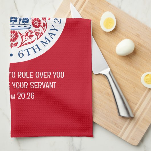 KING CHARLES III Red Coronation Geschirrtuch (Viertel Falte)