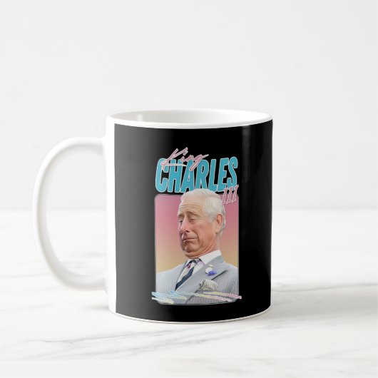 King Charles III - Retro ästhetisches Lüfterdesign Kaffeetasse (Links)