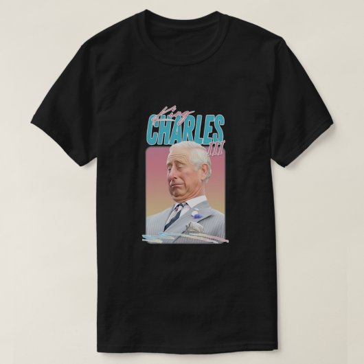 King Charles III - Retro ästhetisches Lüfterdesign T-Shirt (Design vorne)