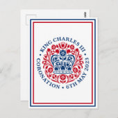 King Charles III Royal Coronation Logo Patriotic Postkarte (Vorne/Hinten)