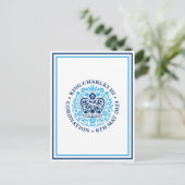King Charles III Royal Coronation Logo Patriotic Postkarte (Stehend Vorderseite)