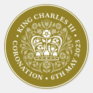 King Charles III Royal UK Coronblem Logo Runder Aufkleber
