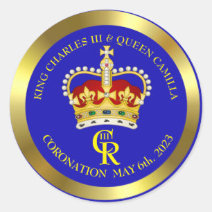 King Charles III und Queen Consort Camilla Clas Runder Aufkleber