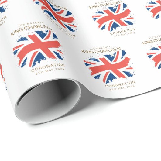 King Charles III Union Jack Flag Geschenkpapier (Rolleneckpunkt)
