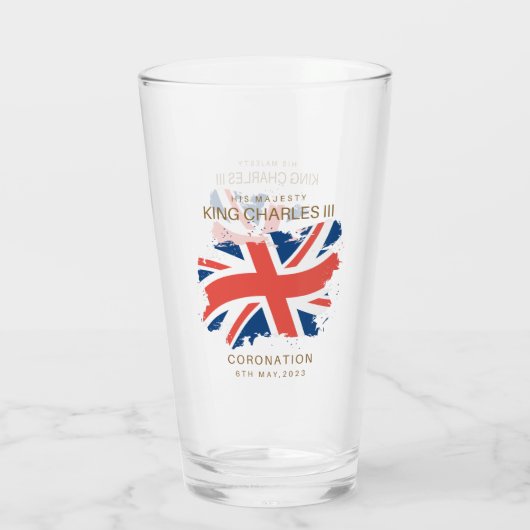 King Charles III Union Jack Flag Glas (Rückseite)