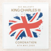King Charles III Union Jack Flag Glasuntersetzer (Vorderseite)