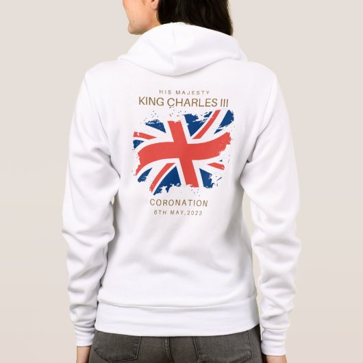 King Charles III Union Jack Flag Hoodie (Rückseite)
