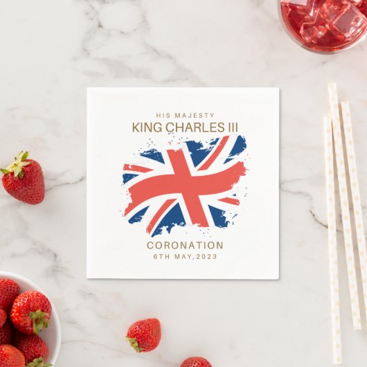 King Charles III Union Jack Flag Serviette (Beispiel)