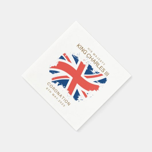 King Charles III Union Jack Flag Serviette (Ecke)