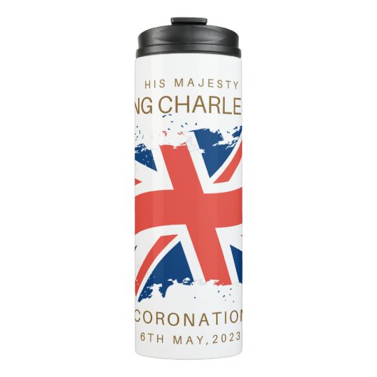 King Charles III Union Jack Flag Thermosbecher (Vorderseite)