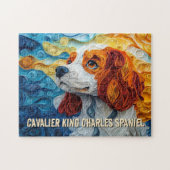 King Charles Paper Quilling Art Dog Portrait Puzzle (Horizontal)
