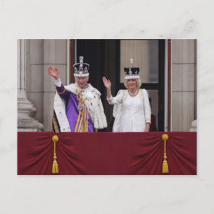 King Charles Queen Camilla Balkonkoronationstag Postkarte