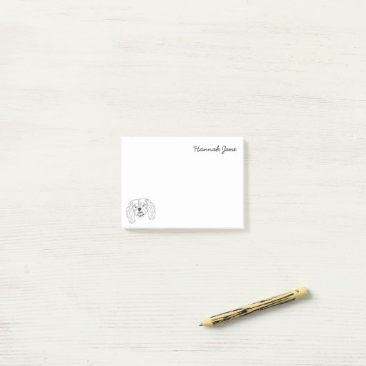 King Charles Spanel Black & White Personalisiert Post-it Klebezettel (Auf Schreibtisch)
