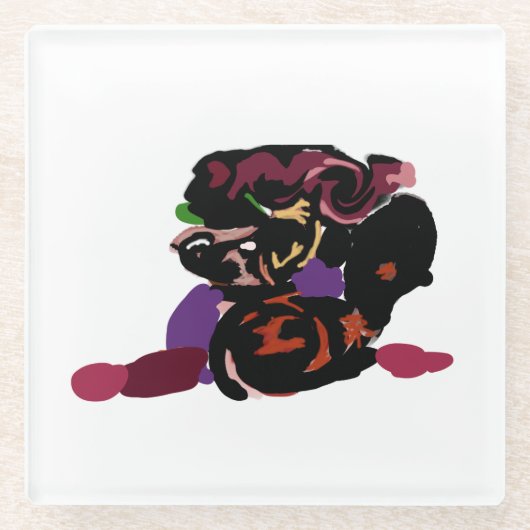 king Charles spaniel and roses sweet  Glasuntersetzer (Vorderseite)