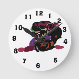 king Charles spaniel and roses sweet  Runde Wanduhr