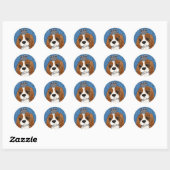 King Charles Spaniel Dog Illustration Runder Aufkleber (Blatt)