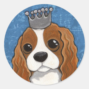 King Charles Spaniel Dog Illustration Runder Aufkleber