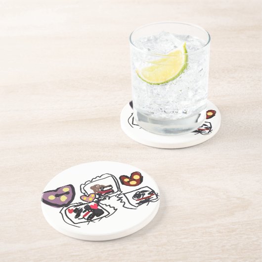 King Charles Spaniel hearts  Getränkeuntersetzer (Seite)