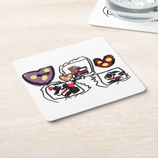 King Charles Spaniel hearts  Rechteckiger Pappuntersetzer (angewinkelt)