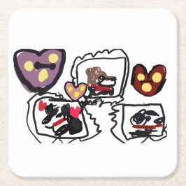 King Charles Spaniel hearts Rechteckiger Pappuntersetzer