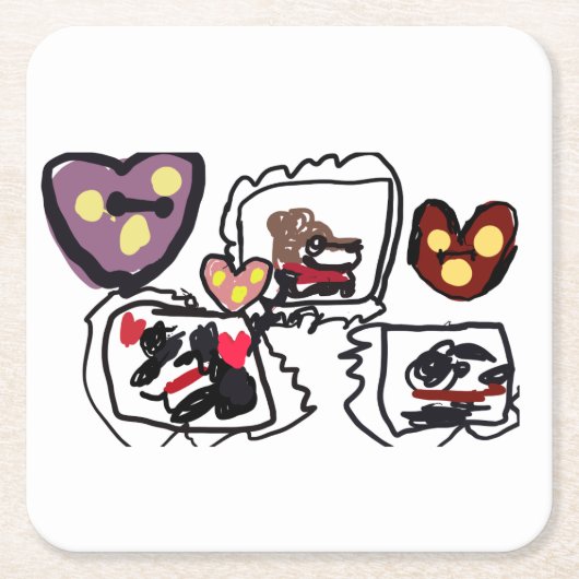 King Charles Spaniel hearts Rechteckiger Pappuntersetzer (Vorderseite)