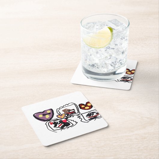 King Charles Spaniel hearts Rechteckiger Pappuntersetzer (Vor Ort)