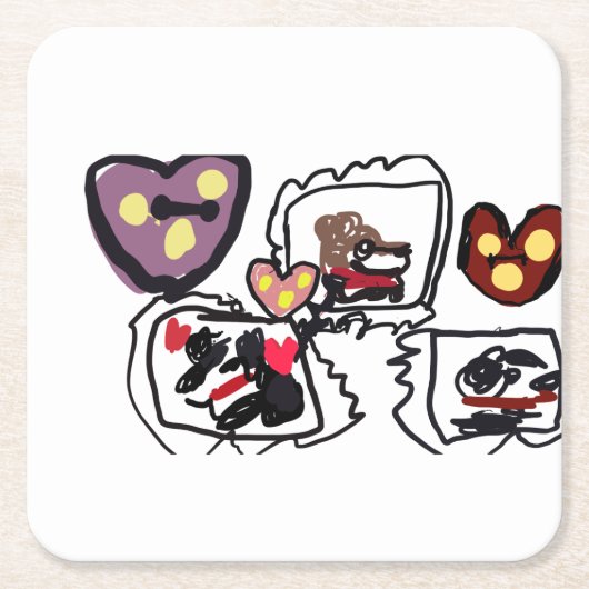 King Charles Spaniel hearts Rechteckiger Pappuntersetzer (Vorderseite)