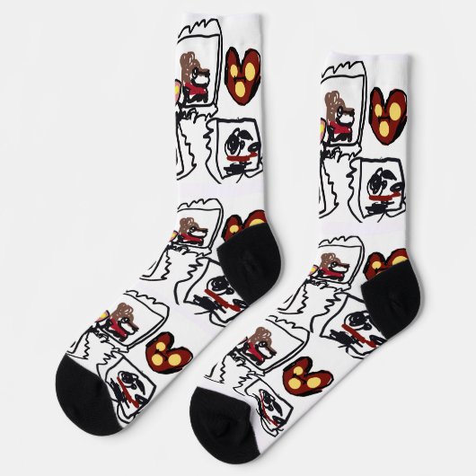 King Charles Spaniel-Herzen Socken (Linkes Detail)