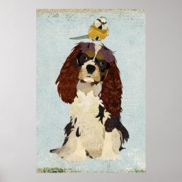 King Charles Spaniel & Little Bird Art Poster