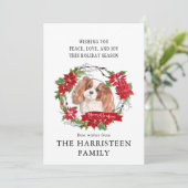 King Charles Spaniel Poinsettia Weihnachten (Stehend Vorderseite)