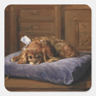 King Charles Spaniel Quadratischer Aufkleber