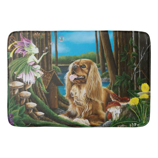 King Charles Spaniel Sprite Fantasy Badematte (Vorderseite)