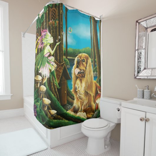 King Charles Spaniel Sprite Fantasy Duschvorhang (Beispiel)