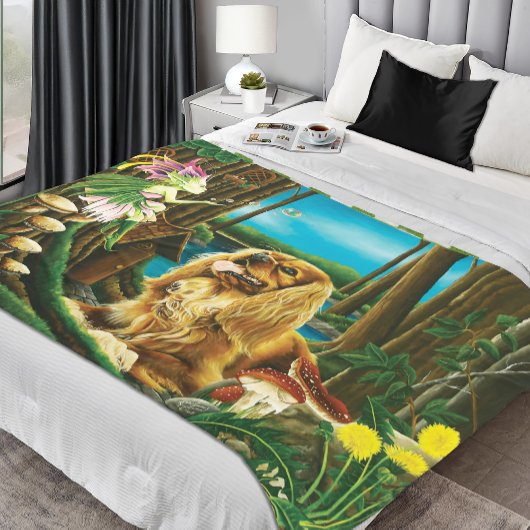 King Charles Spaniel Sprite Fantasy Fleecedecke