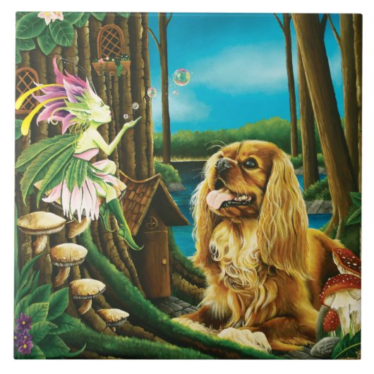 King Charles Spaniel Sprite Fantasy Fliese (Vorderseite)