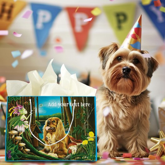 King Charles Spaniel Sprite Fantasy Große Geschenktüte