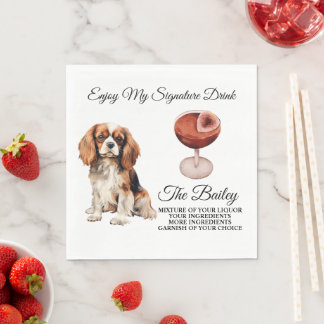 King Charles Spaniel Wedding Signature Drink Serviette